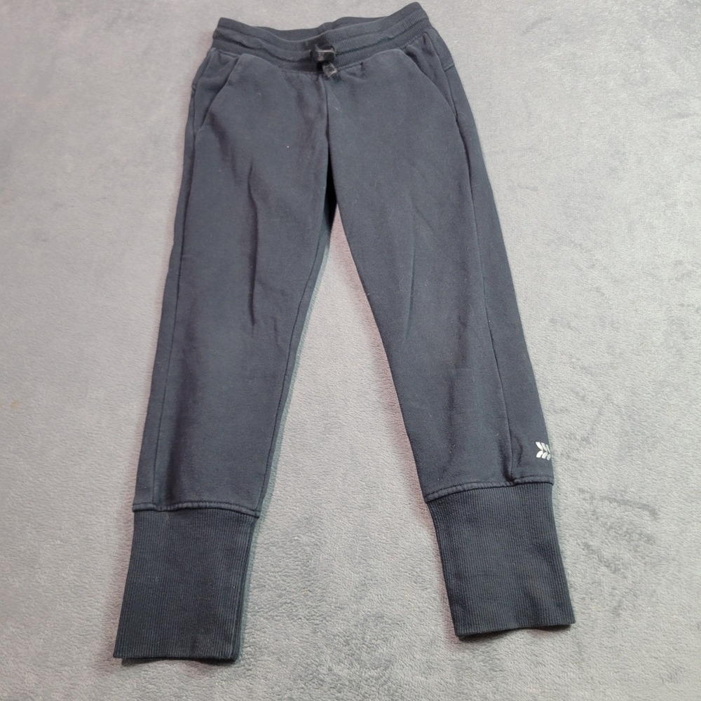 All in Motion Kids XS Black Jogger Sweatpants‎ Fleece Lined Long Ribbed Cuffs